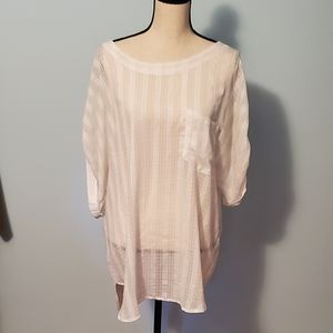 𖦹 Pretty Good White Sheer Tunic Blouse Beach Cover Up Size Large